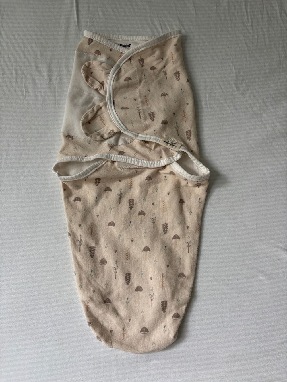 Neutral Beige Woodland Print Baby Swaddle Sack